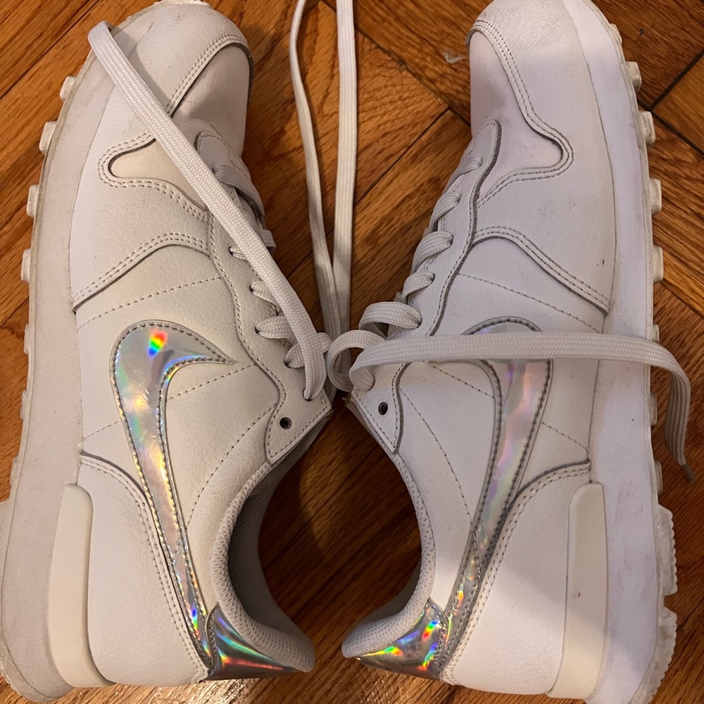 White Nike with Hologram Swoosh